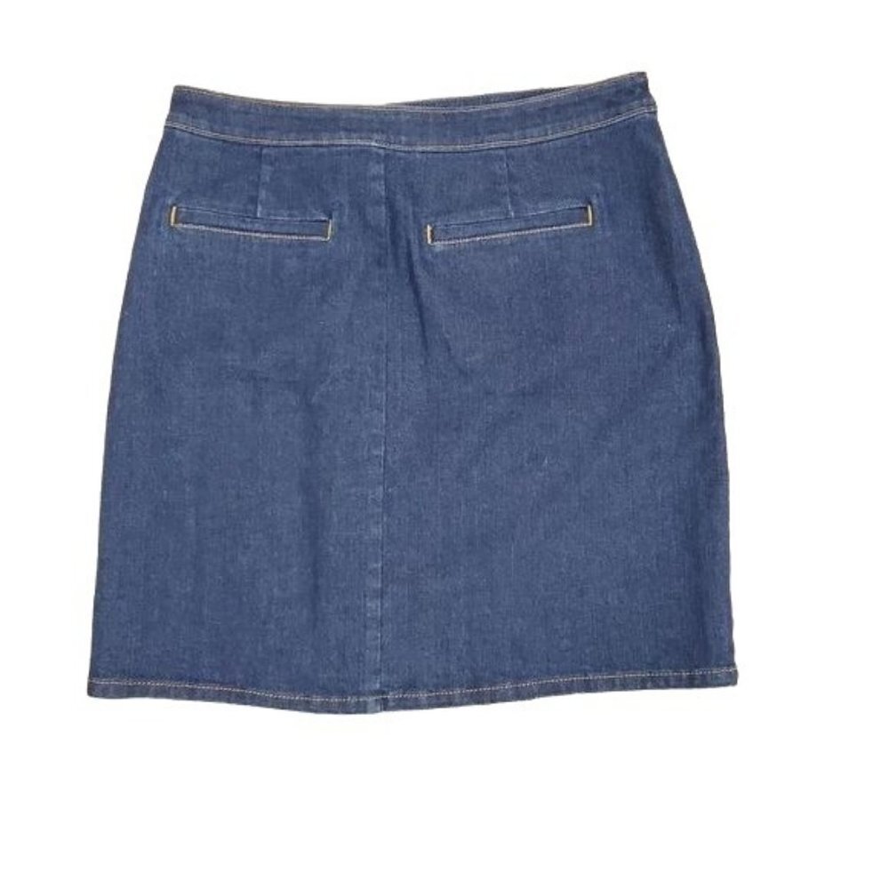 Loft Dark Wash button Fly Wrap front jean skirt Womens Size 6 New - Picture 2 of 5